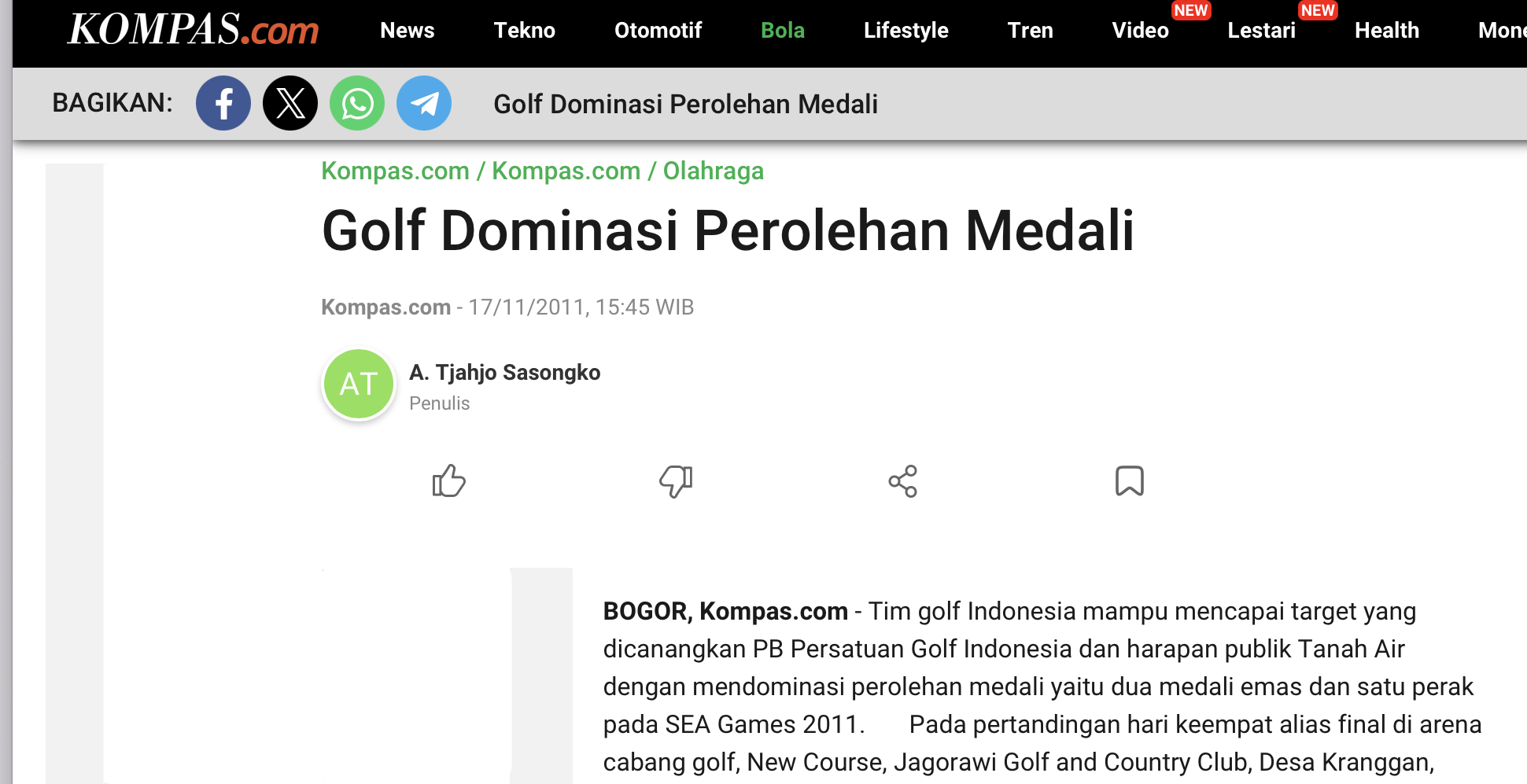  Artikel-Kompas.com-Golf Dominasi Perolehan Medali